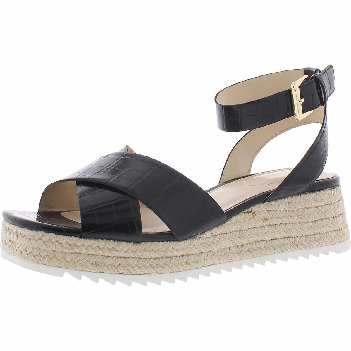 Eastside Womens Square Toe Ankle Strap Wedge Sandals Strap Lock Dynamic Grip