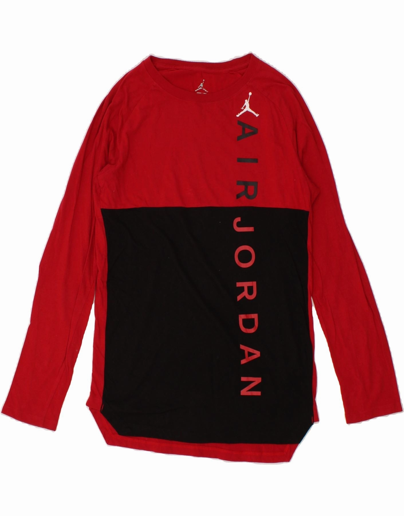 JORDAN Girls Graphic T-Shirt Dress 13-14 Years XL Red Colourblock Elegant Detail Compressible