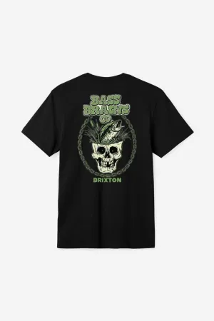 Bass Brains Skull S/S Standard T-Shirt - Black Flexible Neckline Teenager fashion