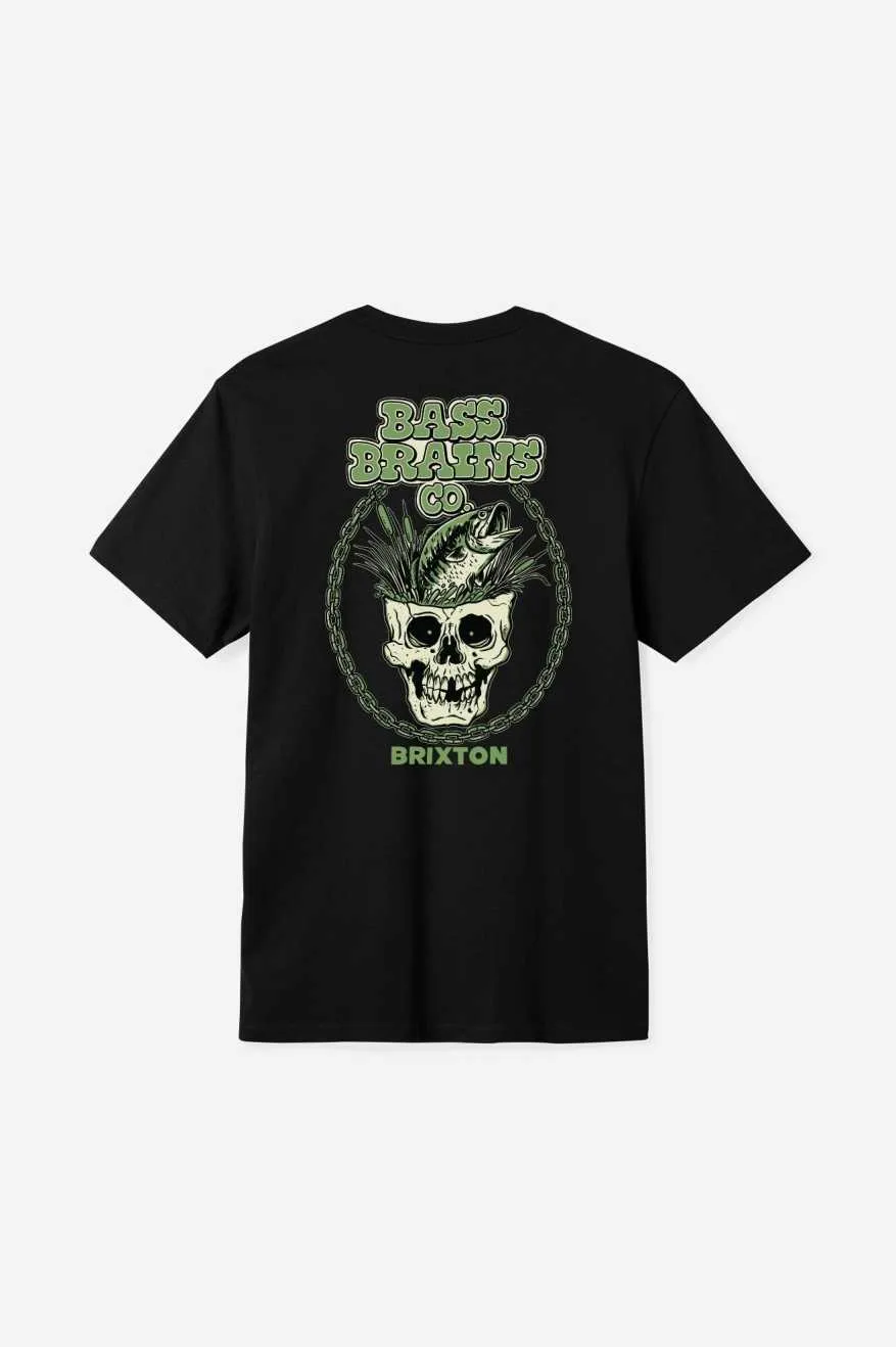 Bass Brains Skull S/S Standard T-Shirt - Black Flexible Neckline Teenager fashion