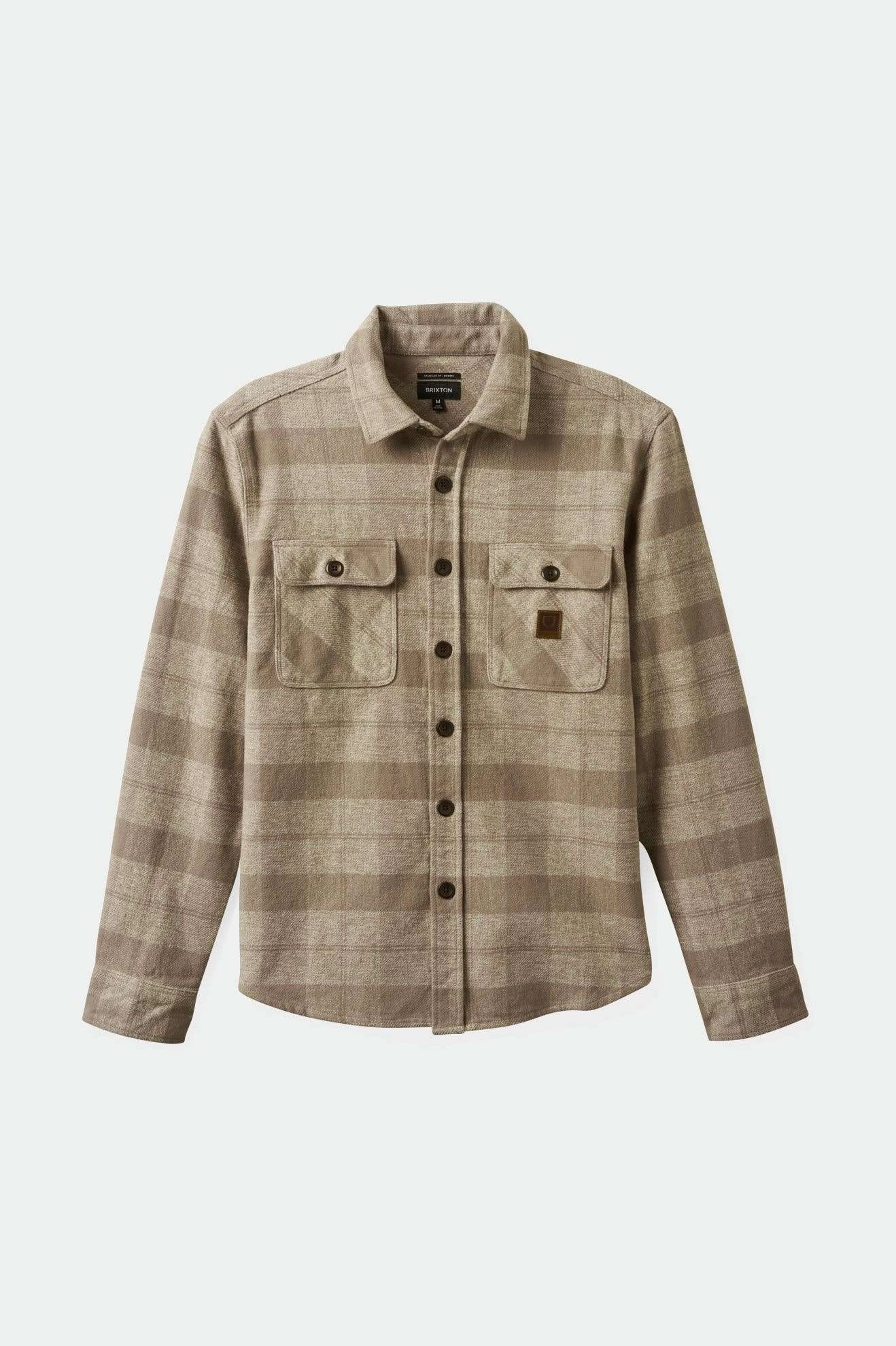 Bowery Heavyweight L/S Flannel - Off White/Cinder Grey Runway Inspired Stretchable Fabric