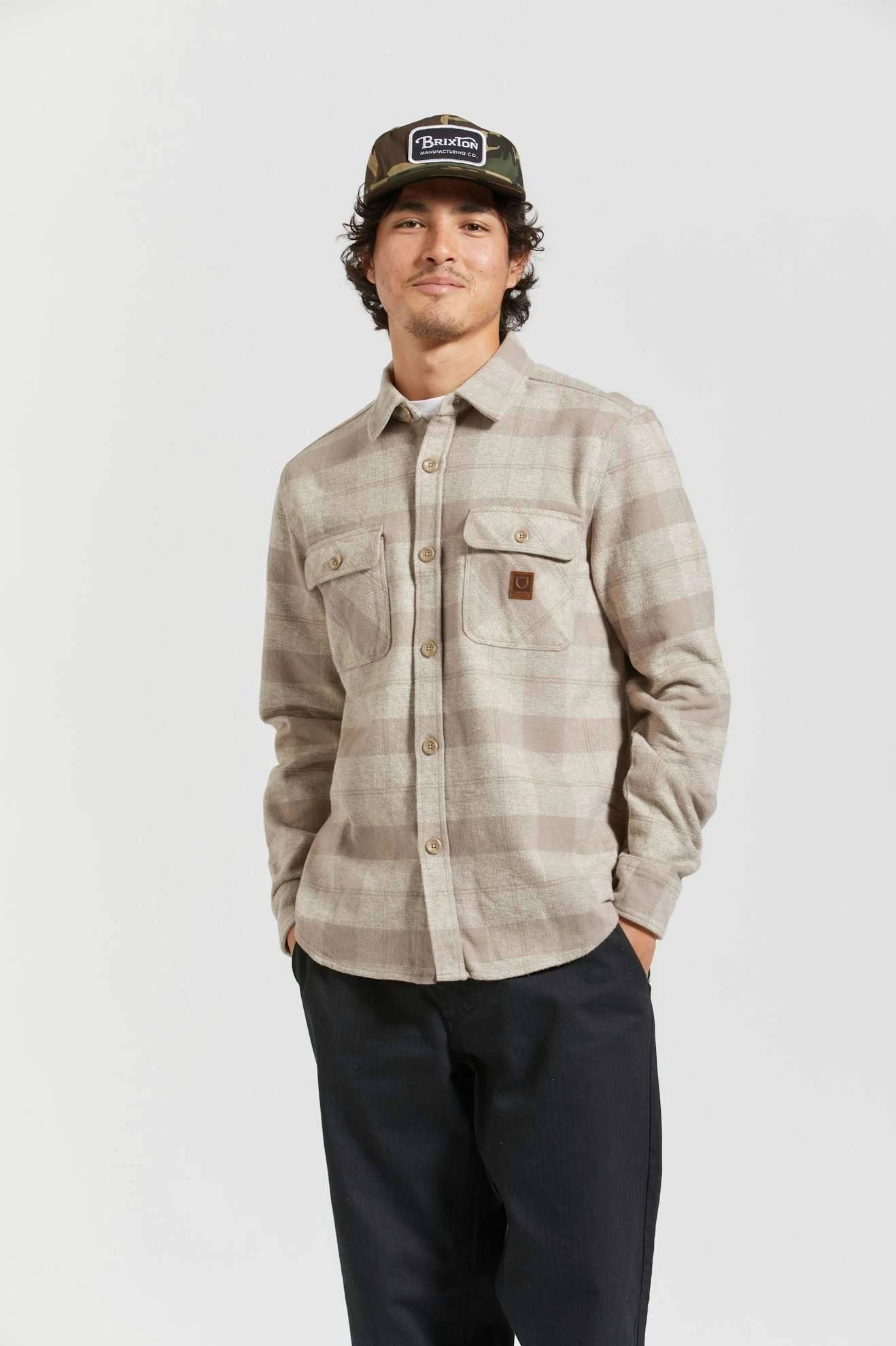 Flexible Movement Bowery Heavyweight L/S Flannel - Off White/Cinder Grey