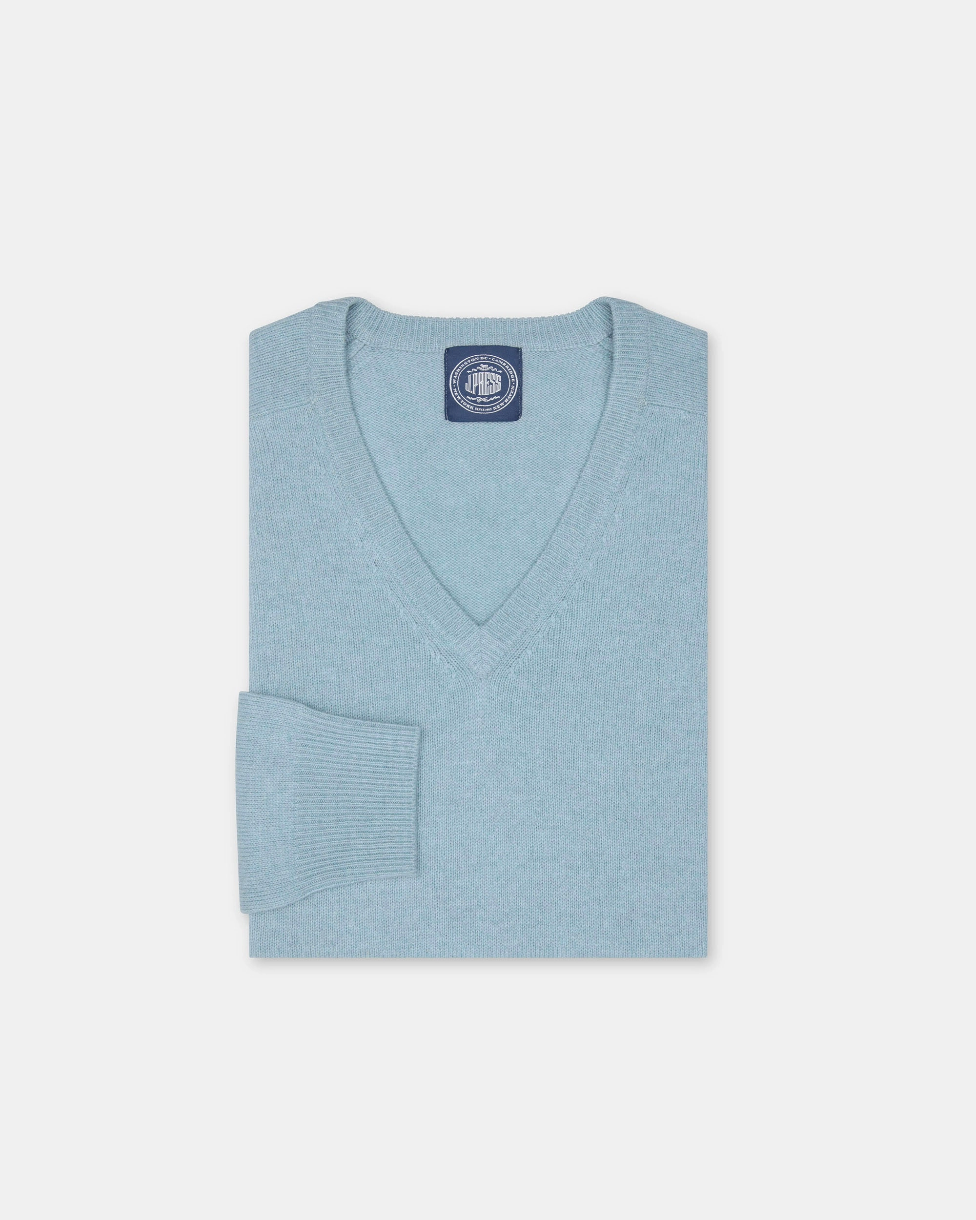 Tagless Labeling Light Blue Lambswool V-neck Sweater
