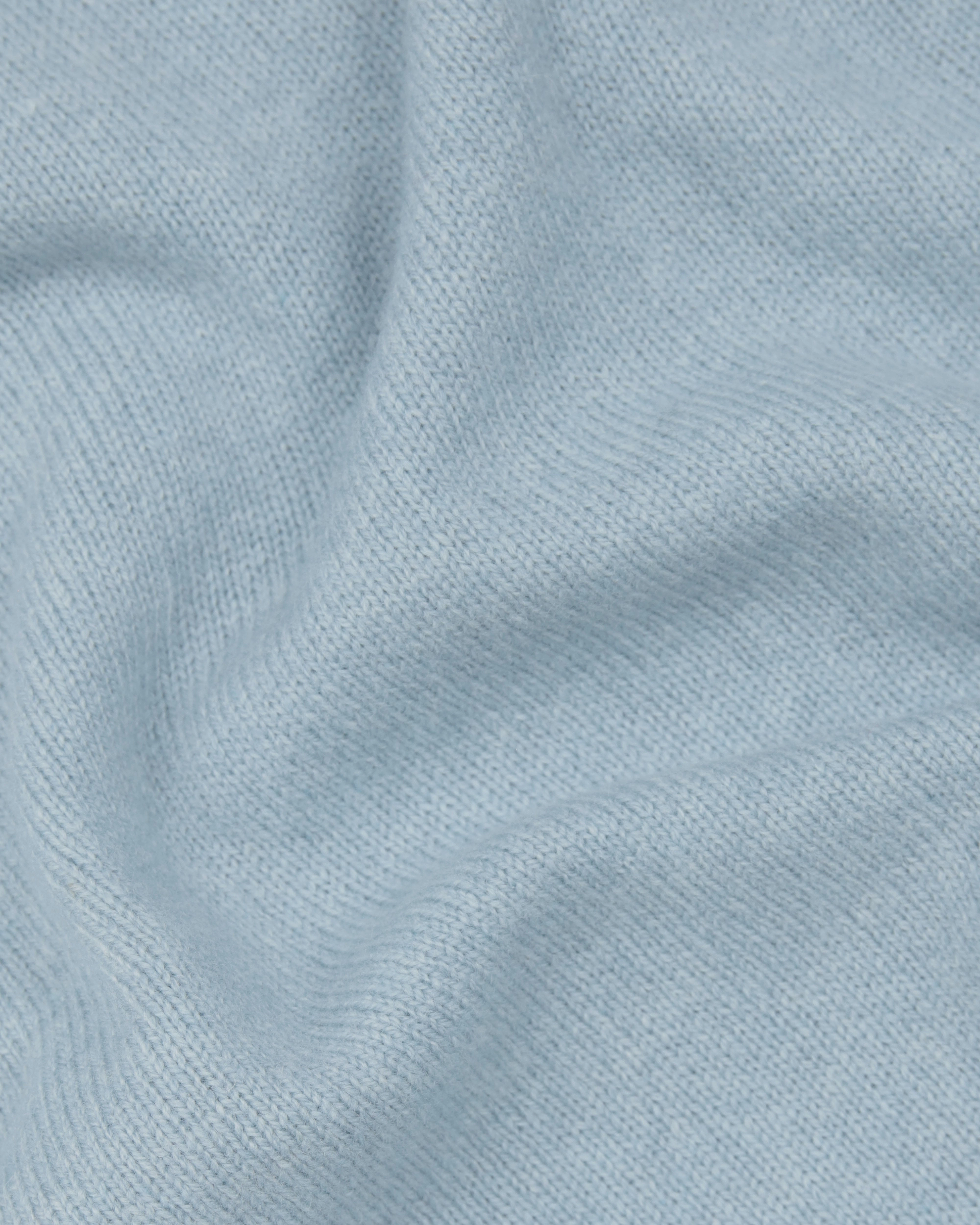 Light Blue Lambswool V-neck Sweater Moisture Wicking Knit