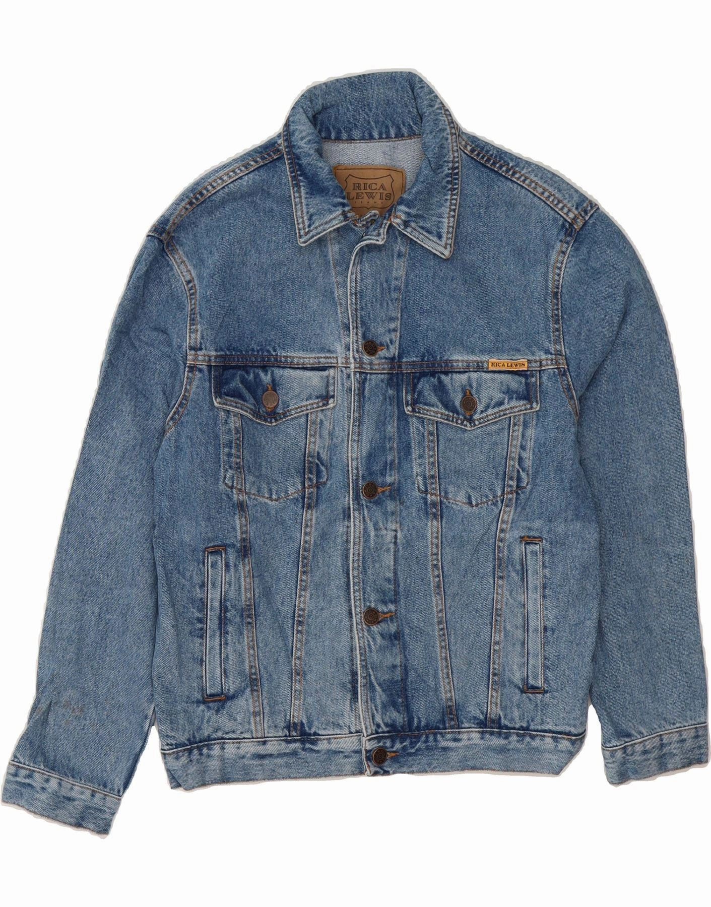 Articulated Sleeves Warm Weather Wear RICA LEWIS Boys Denim Jacket 13-14 Years Blue Cotton