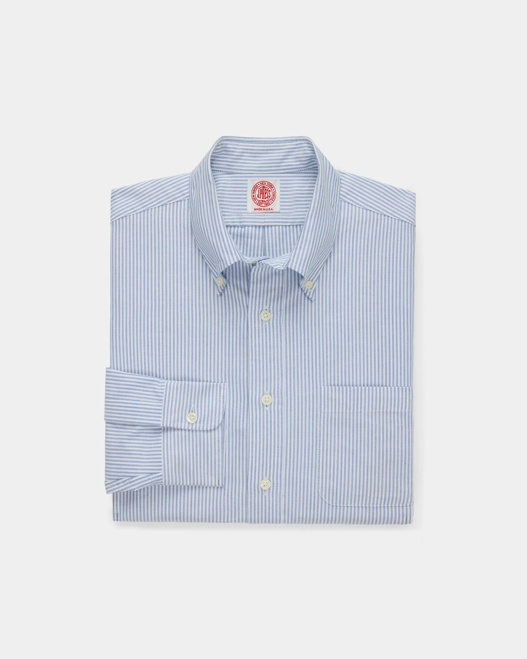 Made-in-USA Blue University Stripe Oxford Cloth Shirt - Regular Fit mix and match Button front