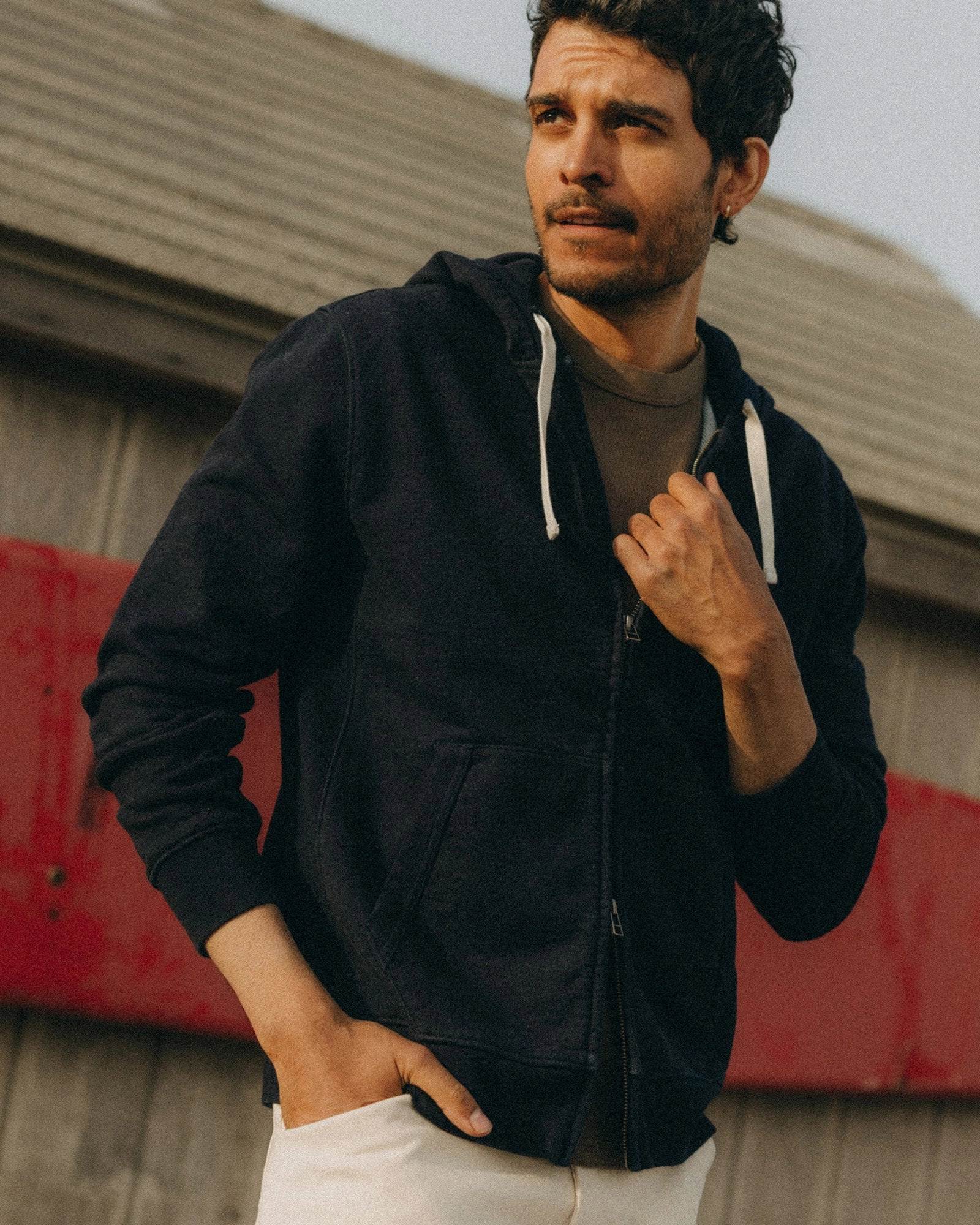 The Apres Zip Hoodie in Rinsed Indigo Terry License