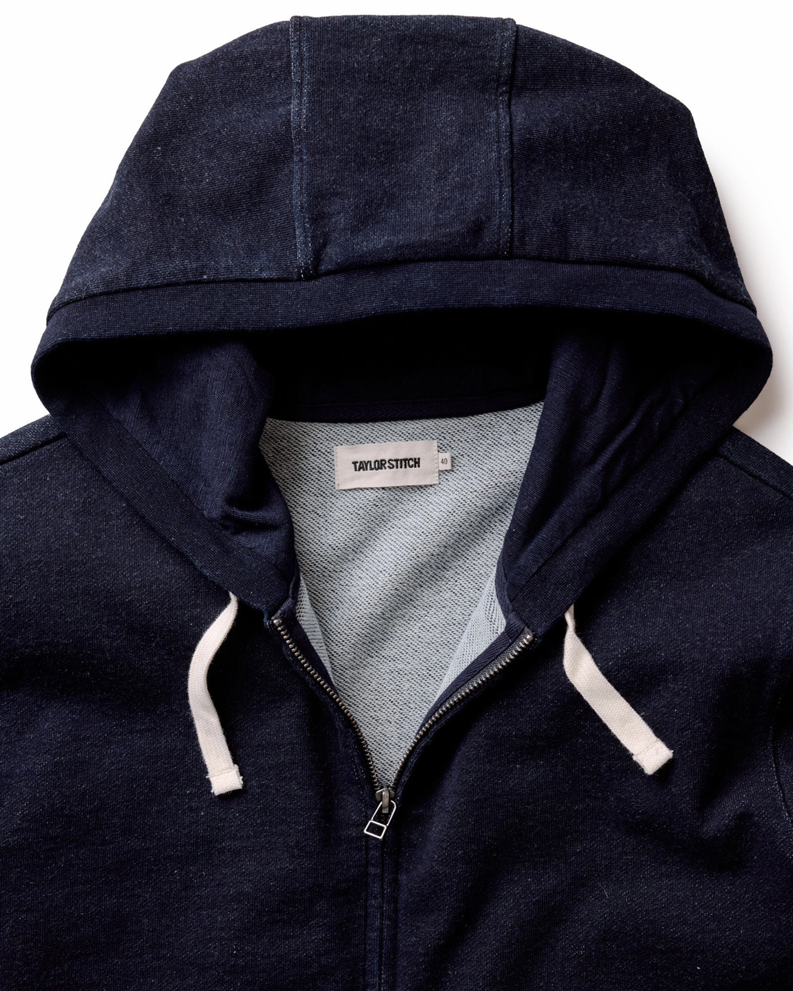 Reflective accents The Apres Zip Hoodie in Rinsed Indigo Terry