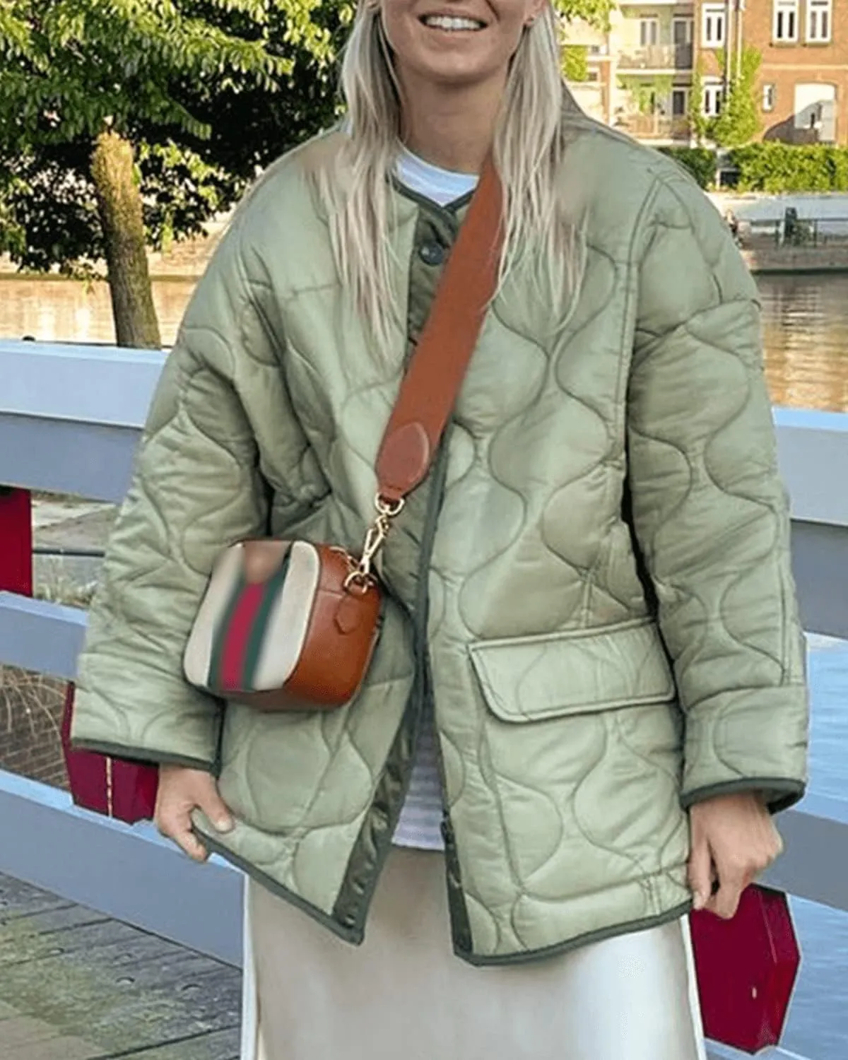 RINTONIX Womens Long Sleeve Button Down Thermal Winter Quilted Jacket Asymmetric Loose Padded Barn Jacket Outerwear