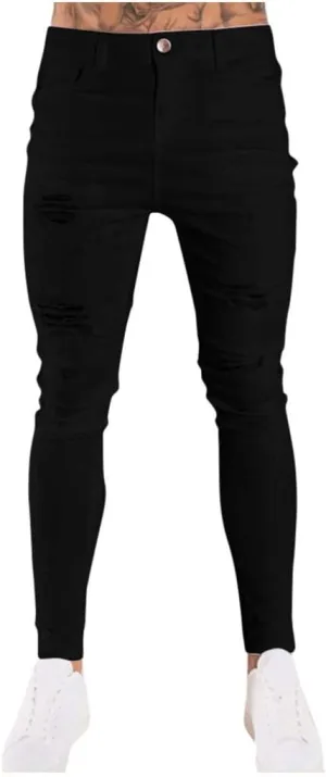 Ripped Jeans for Men Stretch Low Rise Skinny Slim Mens Denim Jeans Vintage Pants for Men Jeans