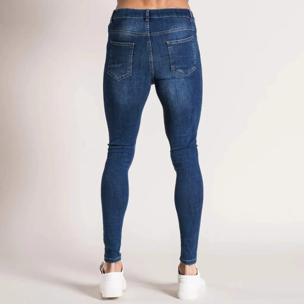 Ripped Jeans for Men Stretch Low Rise Skinny Slim Mens Denim Jeans Vintage Pants for Men Jeans