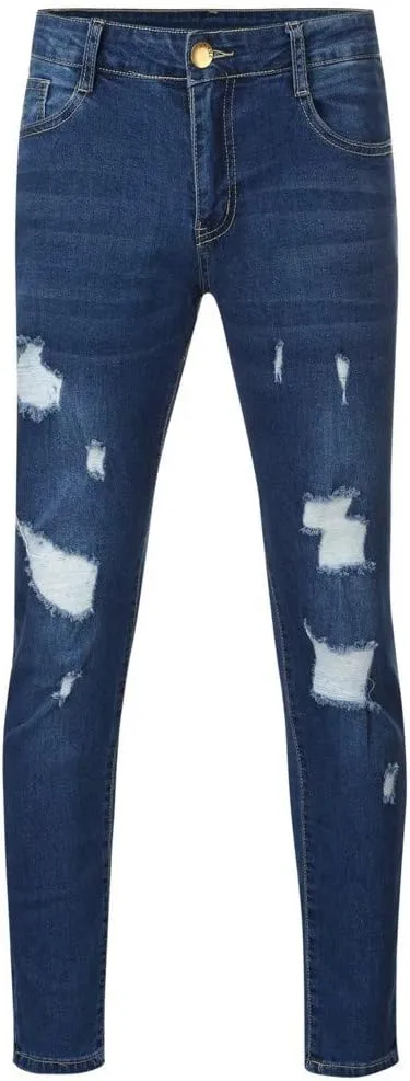 Ripped Jeans for Men Stretch Low Rise Skinny Slim Mens Denim Jeans Vintage Pants for Men Jeans