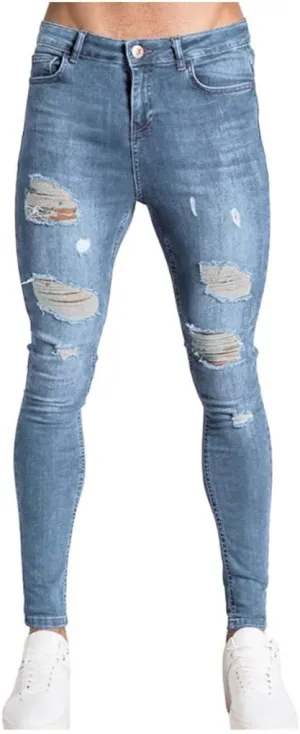 Ripped Jeans for Men Stretch Low Rise Skinny Slim Mens Denim Jeans Vintage Pants for Men Jeans