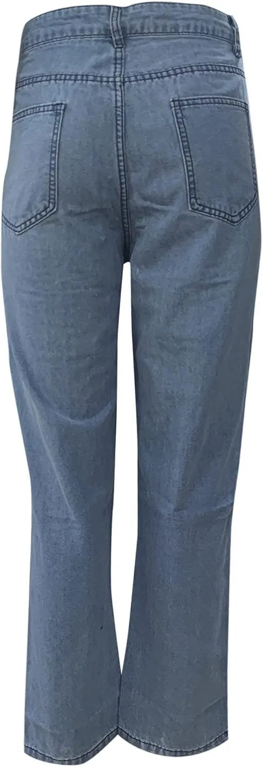 Ripped Jeans for Women, Women's Ripped Boyfriend Slim Fit Jeans Frayed Distressed Stretchy Denim Pants