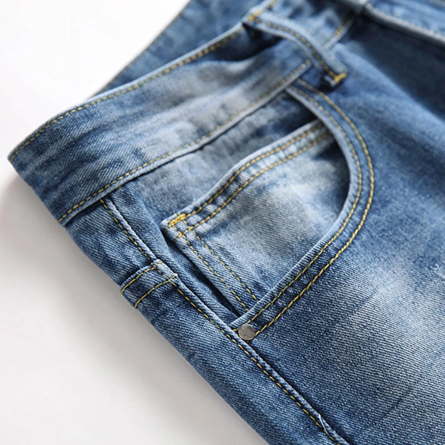 Ripped Jeans Men Straight Fit Men's Skinny Ripped Distressed Stretch Jeans Pants Hip Hop Biker Stretchy Jeans