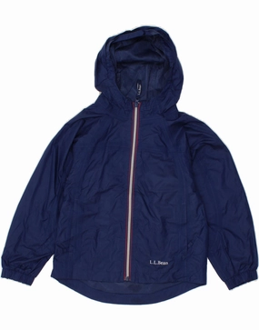 label L.L.BEAN Boys Hooded Rain Jacket 6-7 Years Navy Blue Nylon