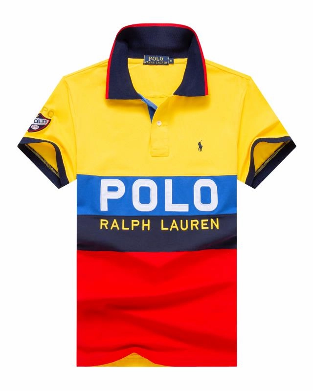 fade resistant color LayeringFriendly RL Yellow/Red Multi Small Pony Short Sleeve Men Polo