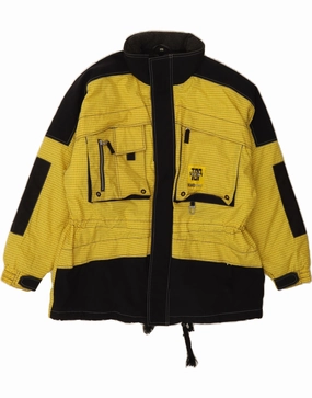 RODEO Boys Oversized Windbreaker Jacket 15-16 Years Yellow Colourblock Quilted Lining