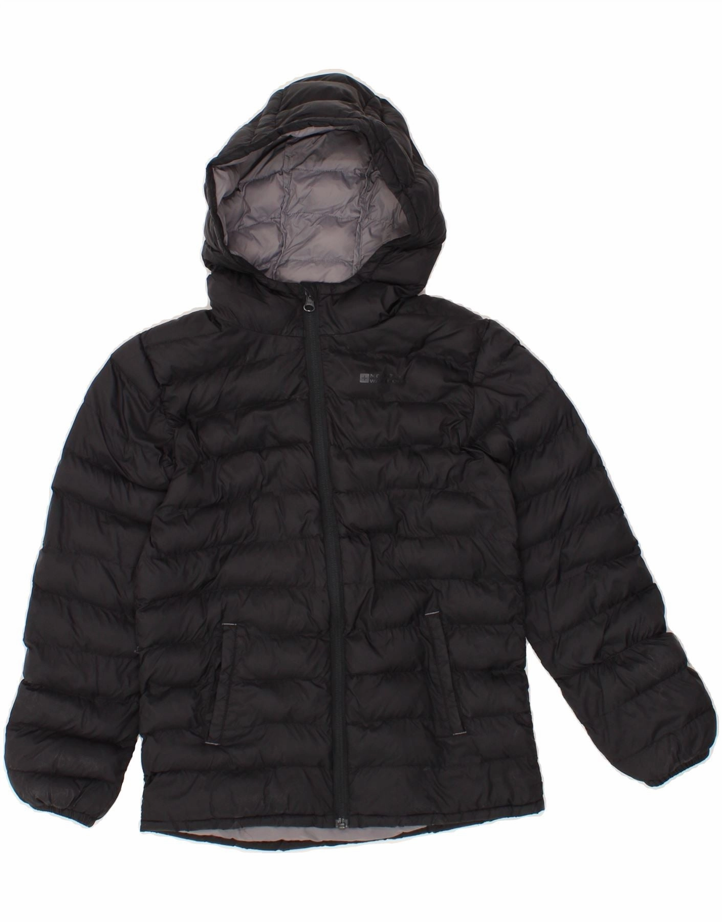 cruelty - free MOUNTAIN WAREHOUSE Boys Hooded Padded Jacket 8-9 Years Black Polyester