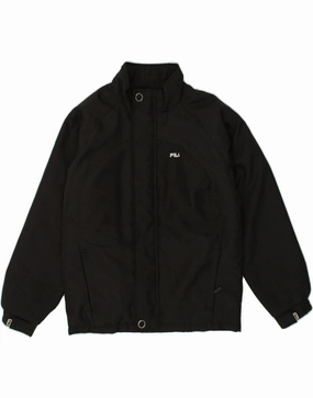 FILA Boys Graphic Windbreaker Jacket 11-12 Years Medium Black Polyester Skiing