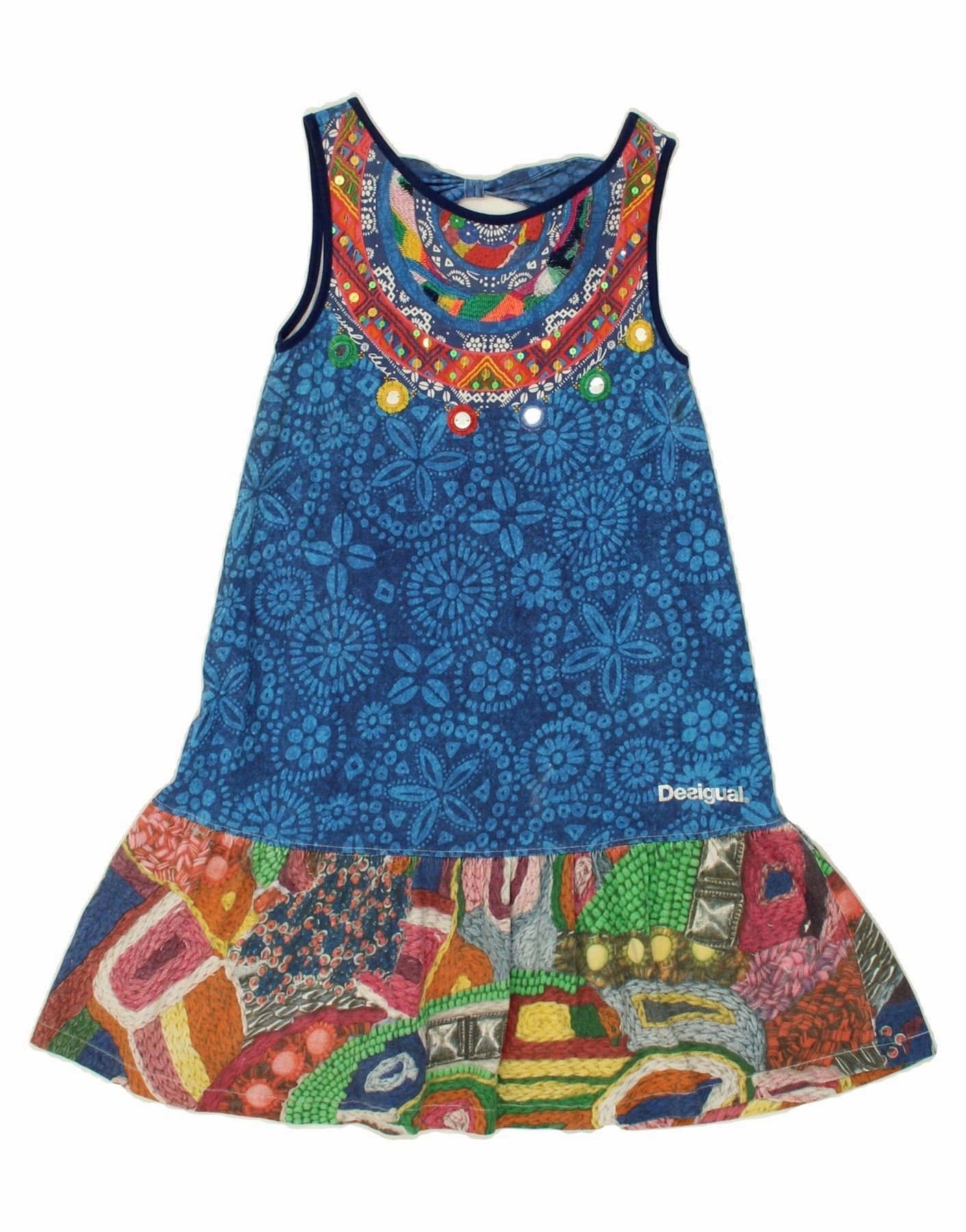 Urban Touch Urban Favorite DESIGUAL Girls Abstract Pattern Drop Waist Dress 9-10 Years Blue