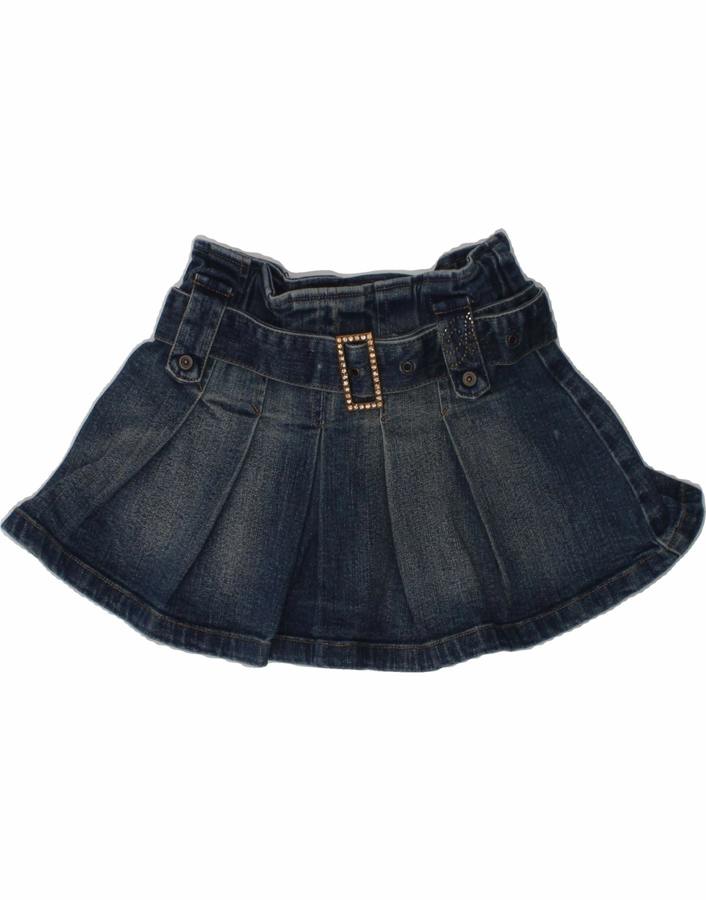 High low hem Dreamy Drape MISS BLUMARINE Girls Denim Skirt 3-4 Years W20 Blue Cotton
