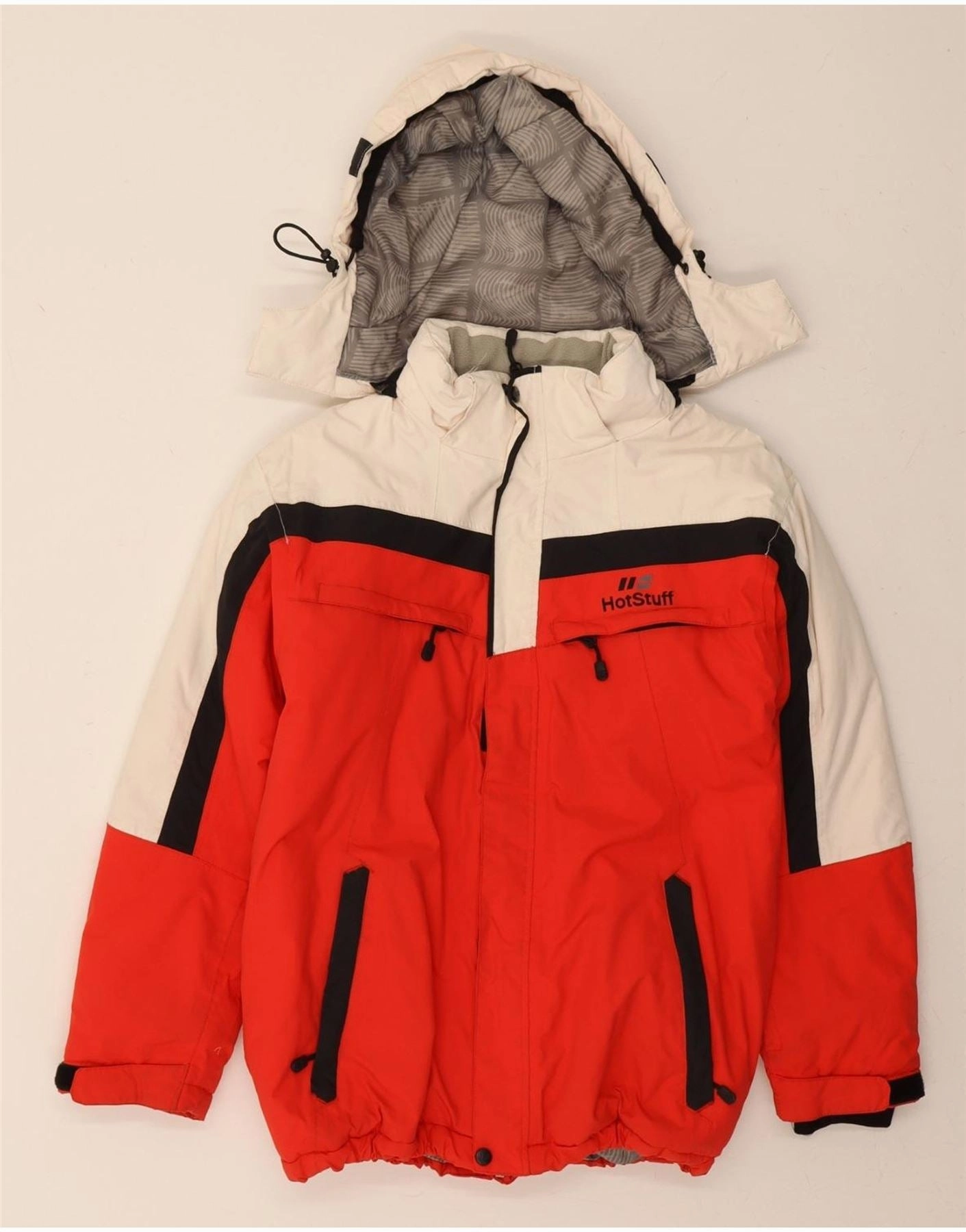 Core Warmth HOT STUFF Boys Hooded Windbreaker Jacket 11-12 Years Red Colourblock Nylon