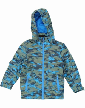 Position MCKINLEY Boys Hooded Rain Jacket 5-6 Years Blue Camouflage Polyamide