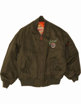 CASUCCI Boys Graphic Bomber Jacket 9-10 Years Khaki Polyester Chill Resistant