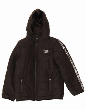 UMBRO Boys Graphic Hooded Padded Jacket 10-11 Years Black Polyester Cold Day