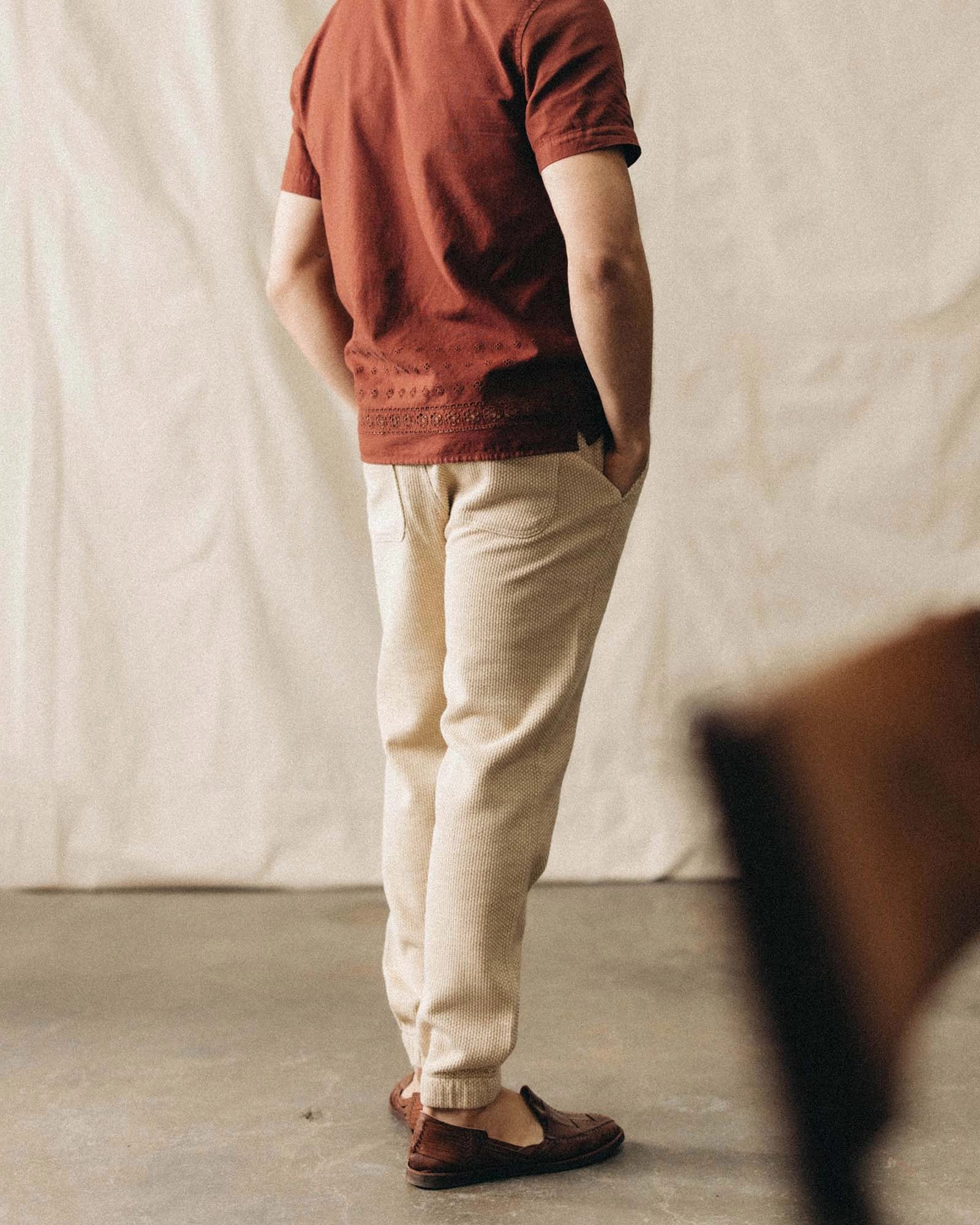Timeless Utility Performance Fit The Apres Pant in Natural Sashiko