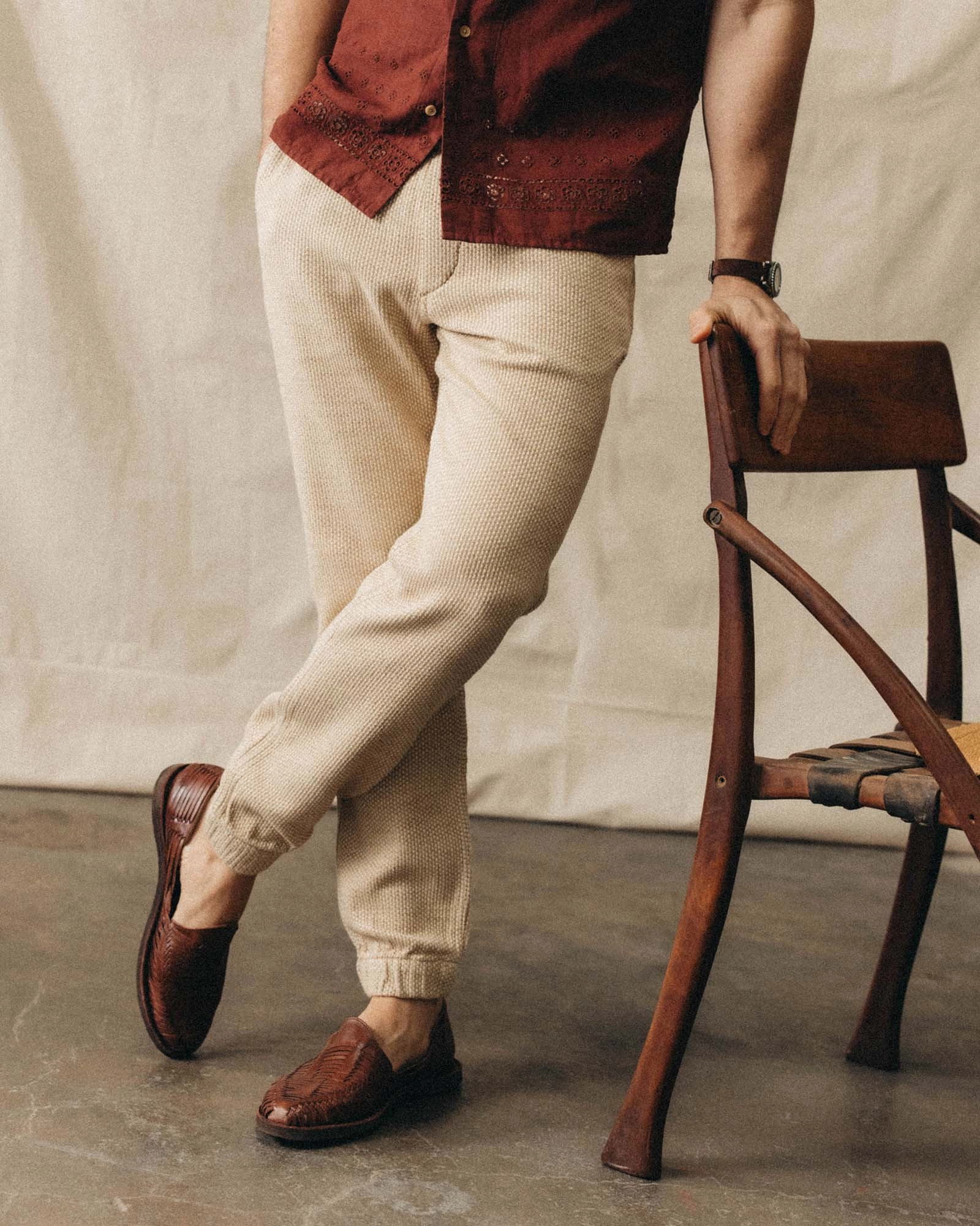 The Apres Pant in Natural Sashiko Layer Comfort