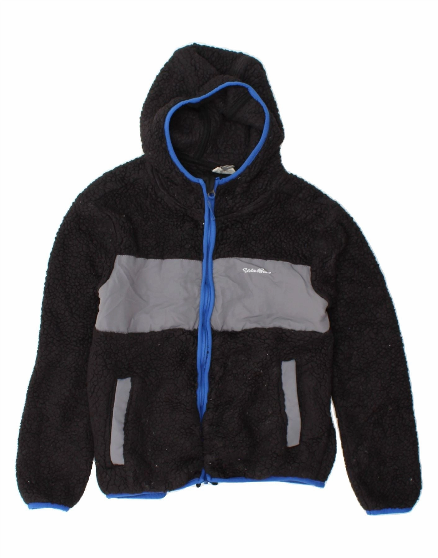 Attention Cool Touch EDDIE BAUER Boys Fleece Jacket 10-11 Years Medium  Black Colourblock