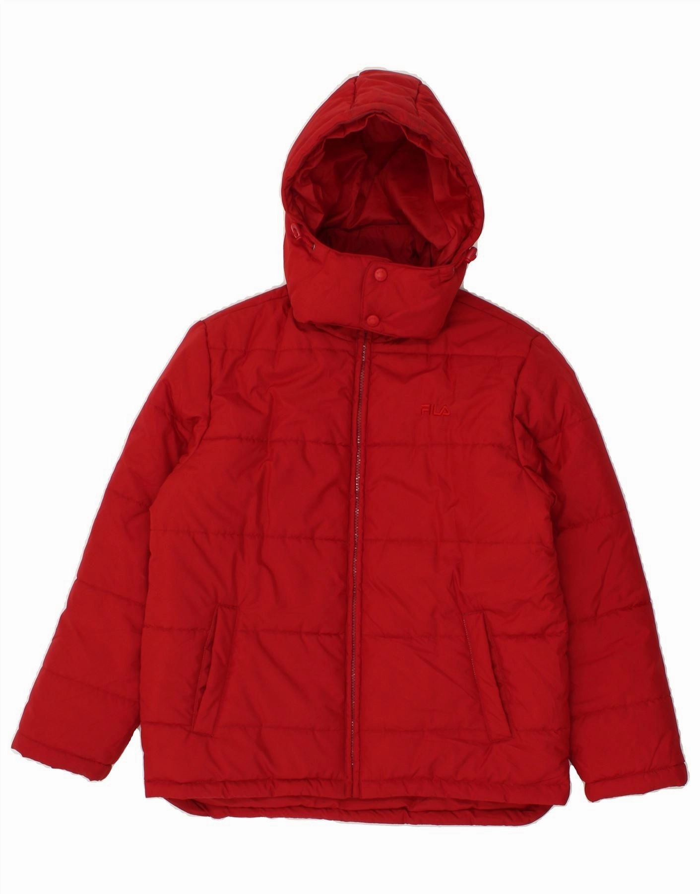 FILA Boys Hooded Padded Jacket 11-12 Years Red Polyester Day To Night Thermal Lining
