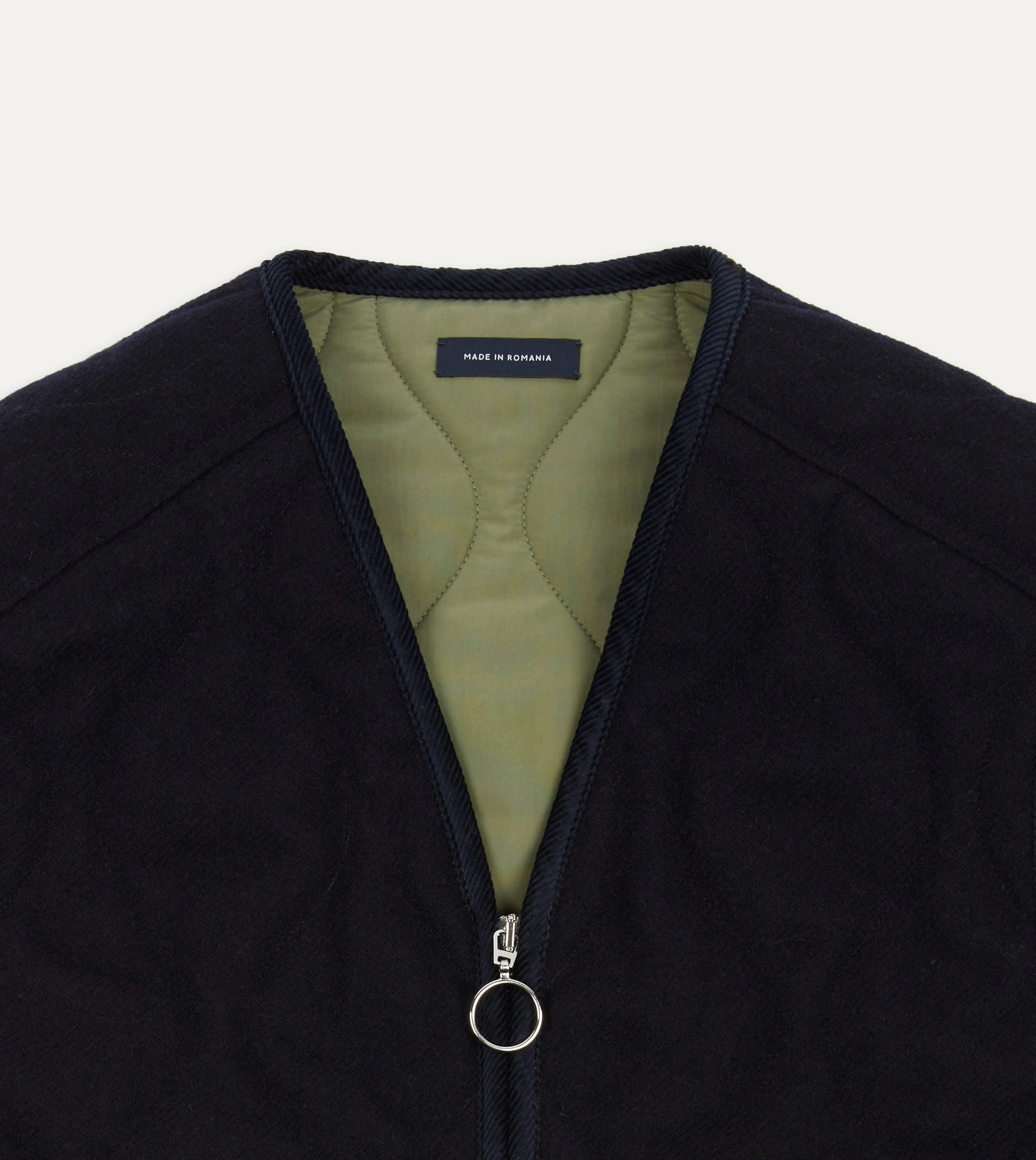 Adventure Look Navy Quilted Melton Wool Zip Vest