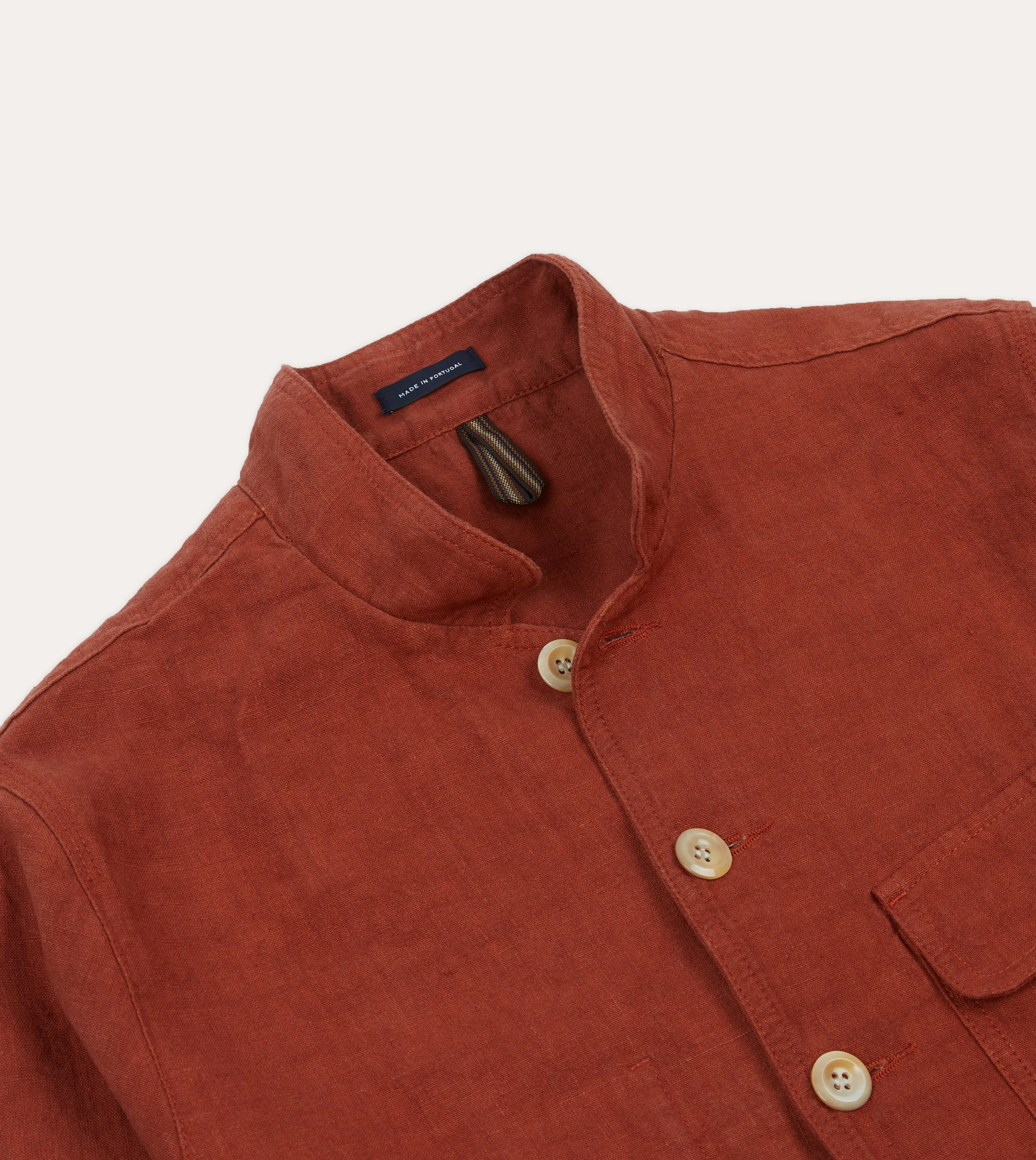 AdjustableHood Rust Linen Forestiere Jacket