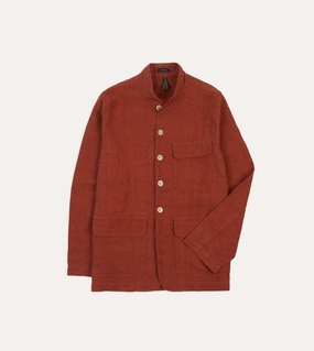 Rust Linen Forestiere Jacket Minimal Utility