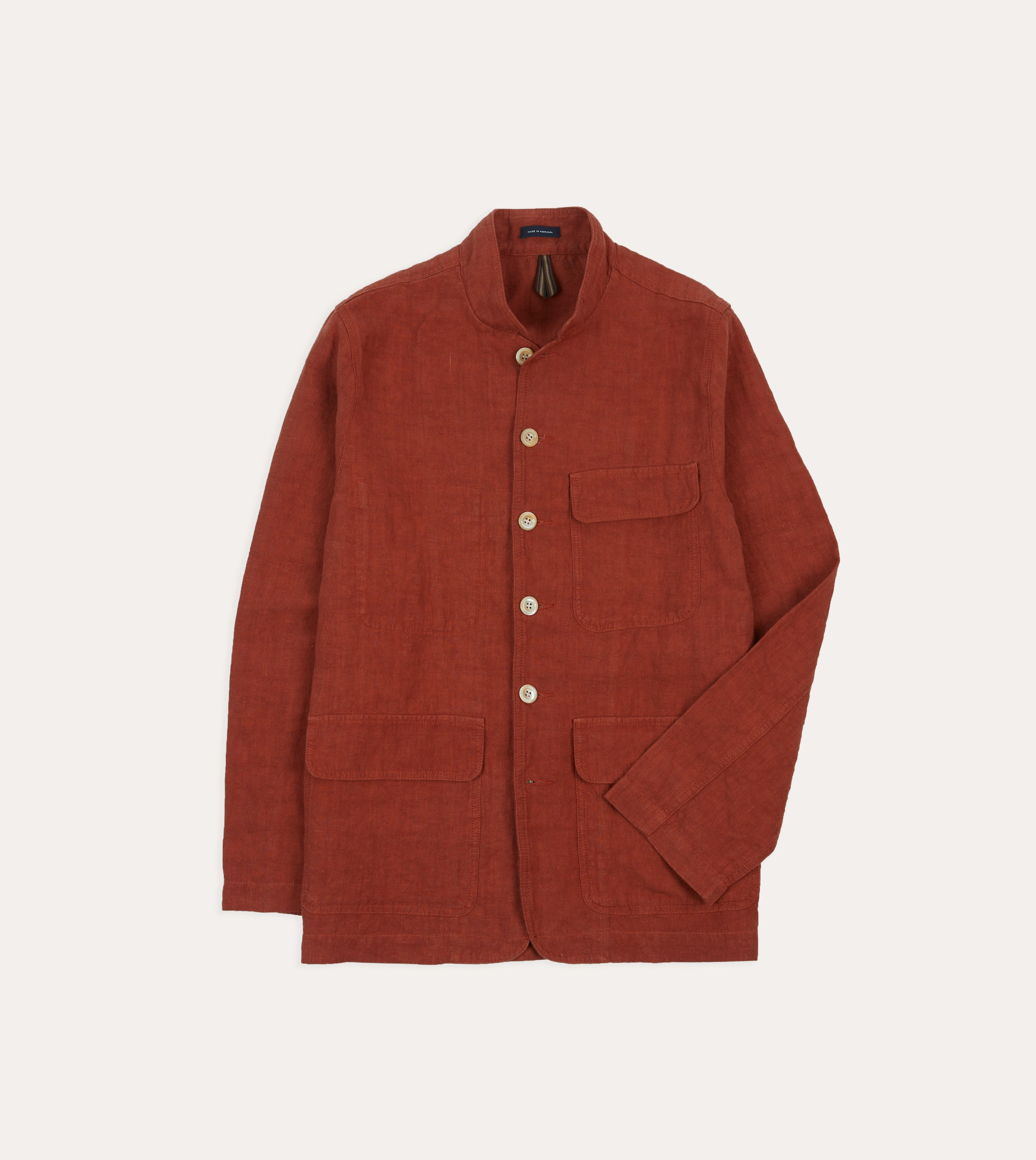 Rust Linen Forestiere Jacket Minimal Utility