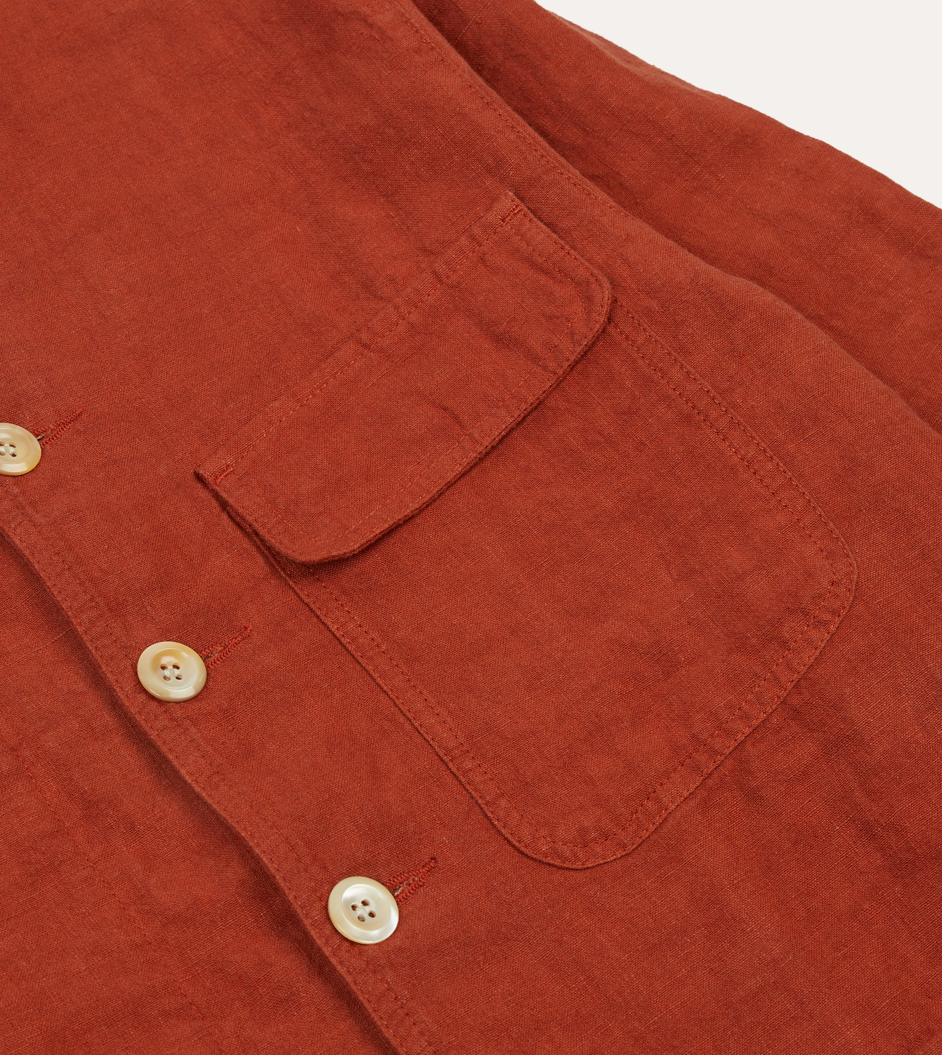 Rust Linen Forestiere Jacket Perspective Unisex Appeal