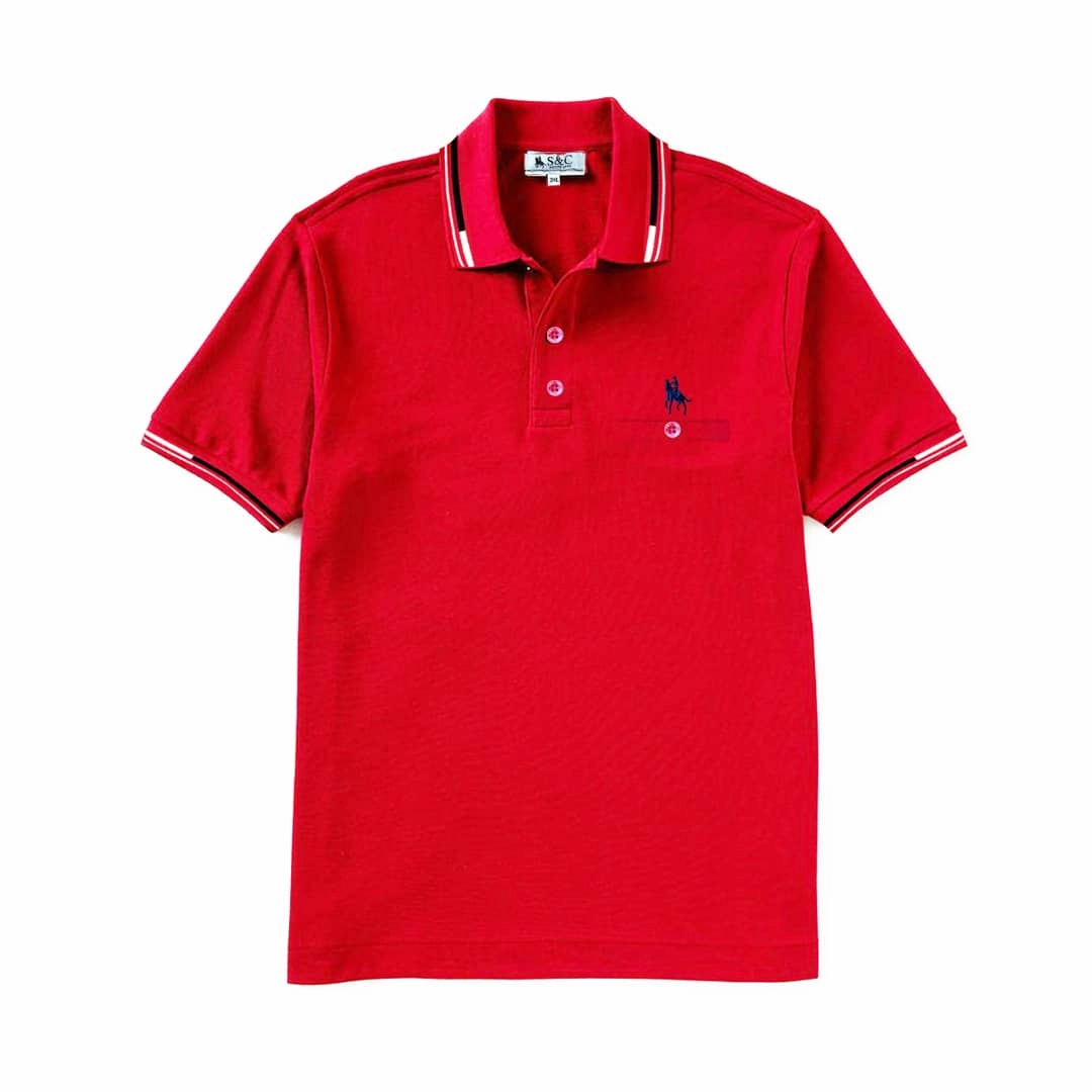 S&C Red Men Polo ThermoregulatingFabric in demand