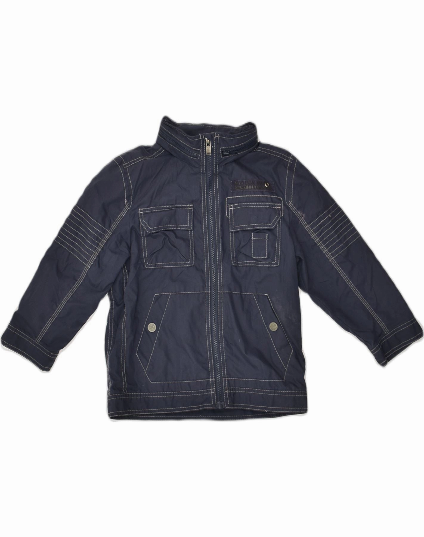 S.OLIVER Boys Hooded Rain Jacket 6-7 Years Navy Blue Polyester Anti Snag Zipper Pulls Distribute