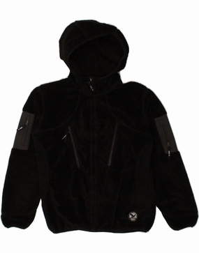 SALEWA Boys Hooded Fleece Jacket 8-9 Years Black Polyester Work Layer