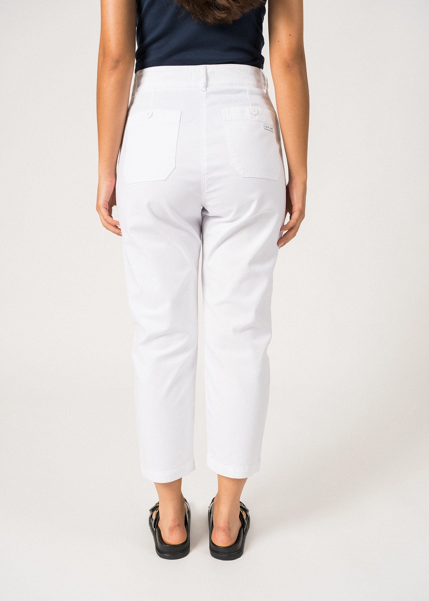 SALOME - High-Waisted Mom-Fit Pants (WHITE) Smart Texture Classic Look