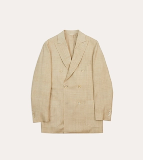 Smart and Tailored Sand Tussah Silk Double-Breasted Tailored Jacket