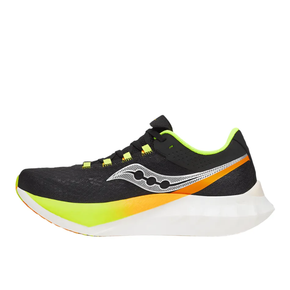 TPE Stabilizer provide support Saucony Men's Endorphin Pro 4 Running Shoes in Black/Vo2 AW25