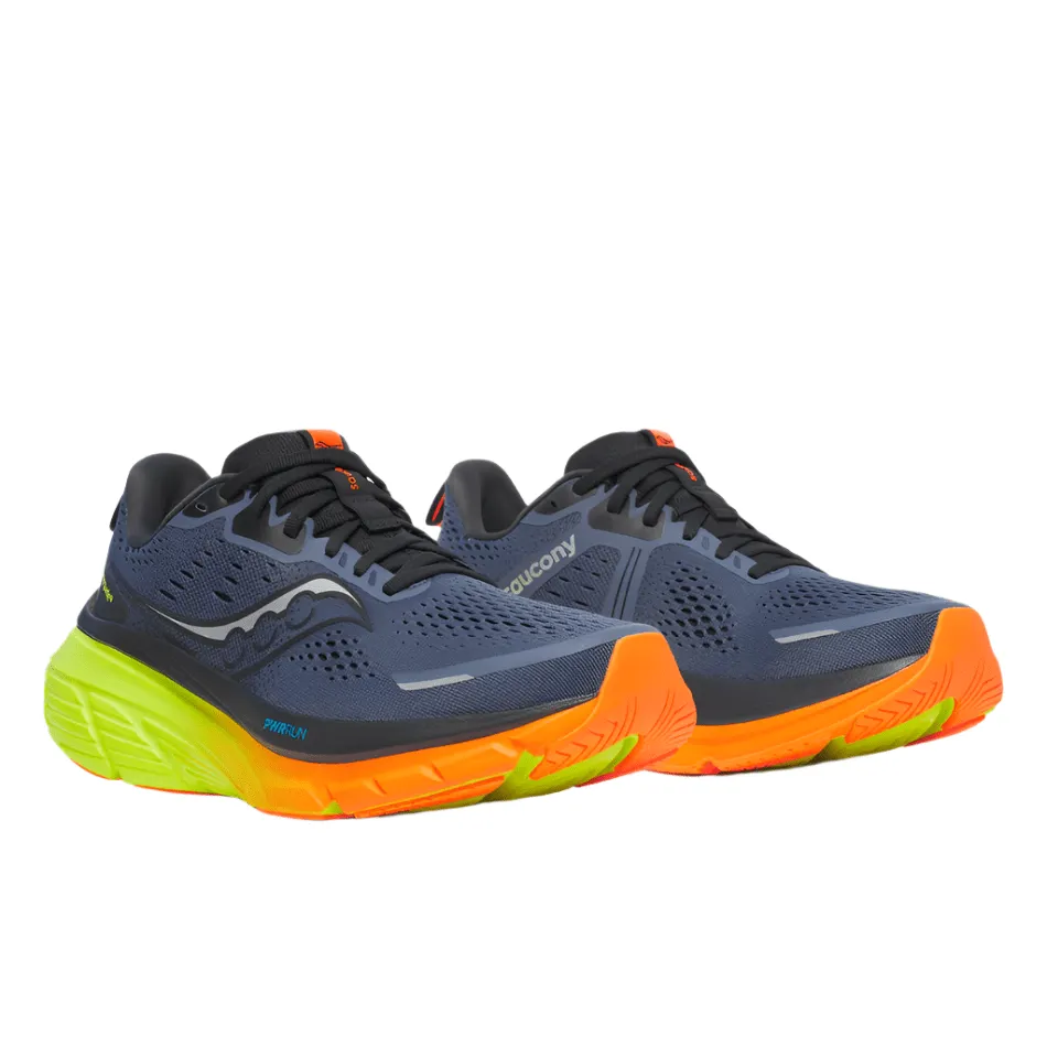 Knit Fabric Overpronation Control Saucony Men's Guide 18 Running Shoes in Shadow/Vizi AW25