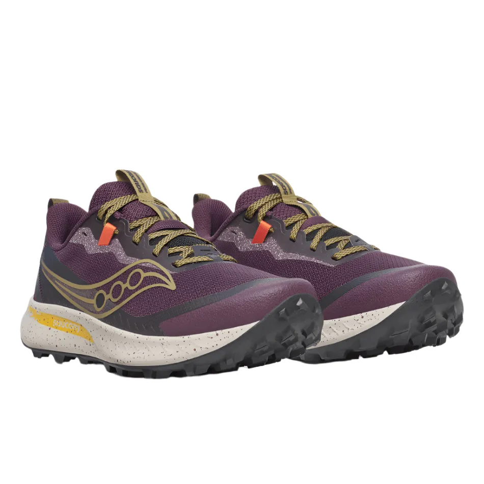 gym running shoe scenario Enhanced Stability Frame Saucony Men's Peregrine 15 Trail Running Shoes in Wine/Kodiak AW25