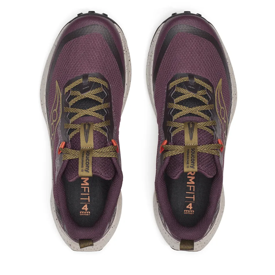 Saucony Men's Peregrine 15 Trail Running Shoes in Wine/Kodiak AW25 discounted recycled - material - feature shoes
