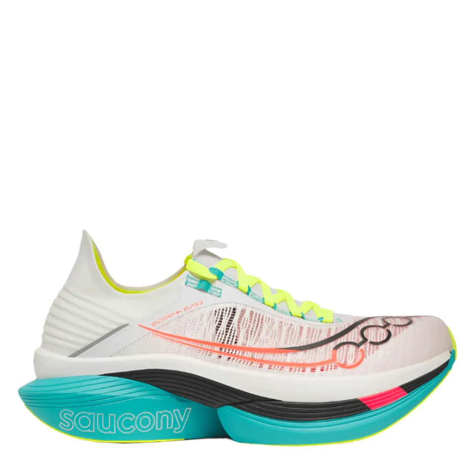 Supportive footwear easy - to - maintain shoes Saucony Unisex Endorphin Elite 2 Running Shoes in White/Mutant AW25
