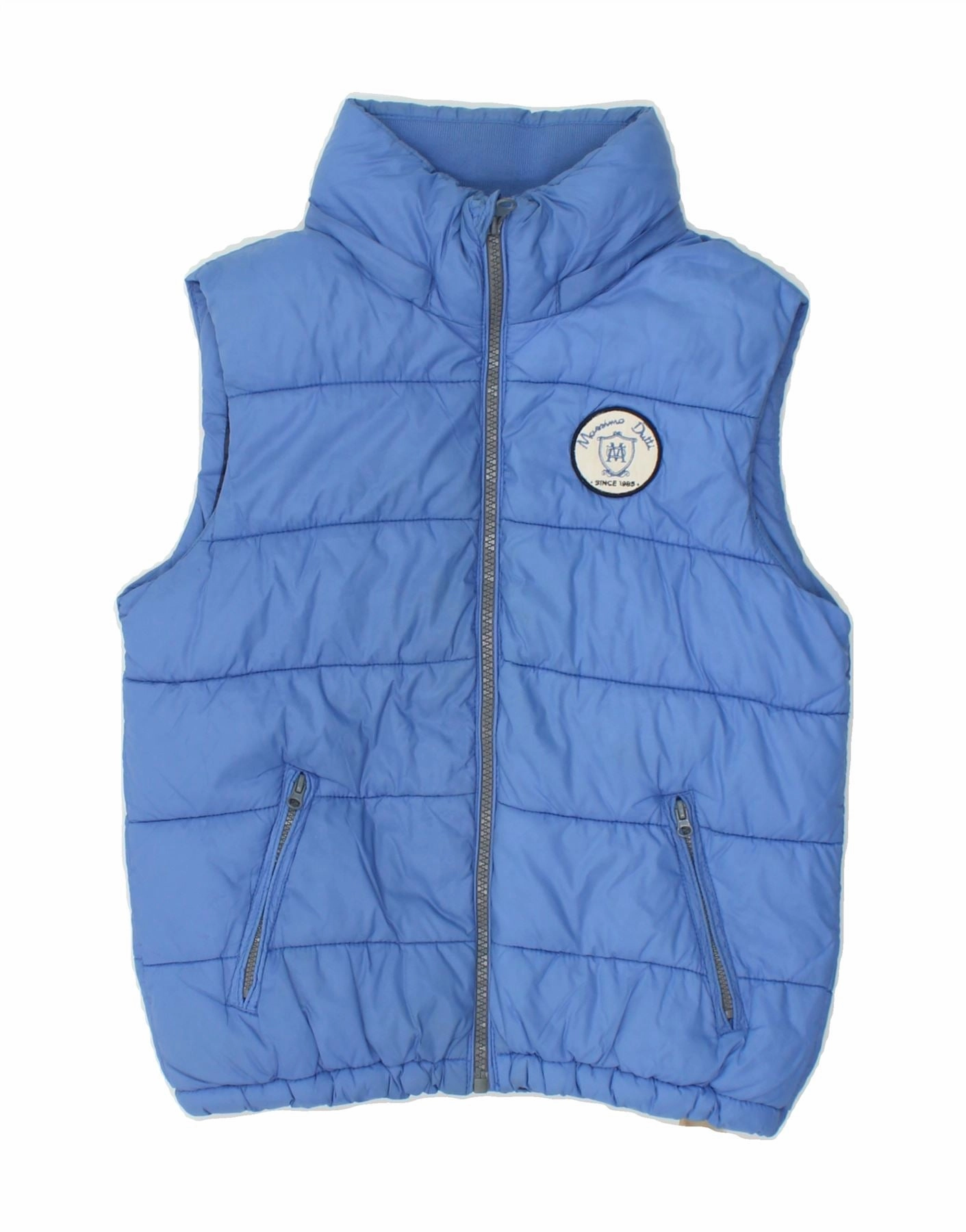 MASSIMO DUTTI Boys Padded Gilet 7-8 Years Blue Nylon WaterResistant Shell Everyday Look